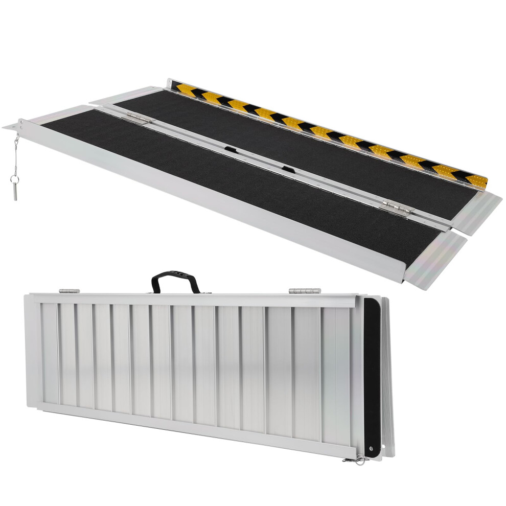 4FT Folding Aluminum Wheelchair Ramp, NonSlip Handicap Ramp for Steps, Doorways and Home Entry, 800lbs Load Capacity