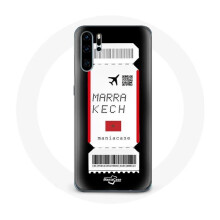 Custodia per Huawei P30 - Huawei - Biglietto aereo Marrakech Marocco - Morbida - Nera - Unisex
