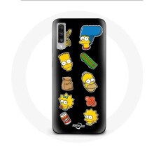Funda de protección - MANIACASE - Samsung Galaxy A70 - Los Simpson - Stickers - Fondo negro