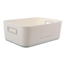 White Makeup Organizer Box with Handles, Sturdy Cosmetic Storage Basket for Bathroom Vanity