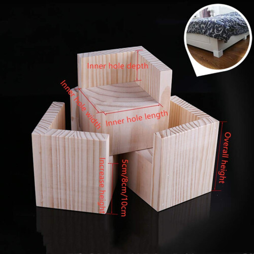 Solid Wood Furniture Risers Set of 4, Adjustable Height Boost Bed Risers for Tables and Sofas 1