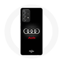 Hülle für Samsung Galaxy A52 Audi Logo Metall schwarzer Hintergrund