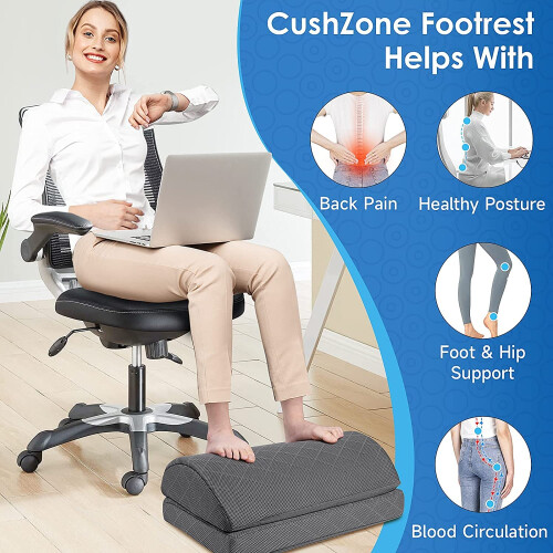 Foot Rest for Under Desk Adjustable Angle Ergonomic Foam Support for Office Work and Gaming Black 2