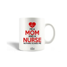 Mug in Ceramica - MANIACASE - Sono una Mamma & un'Infermiere - 30cl - Compatibile con Lavastoviglie - Bianco