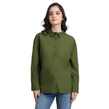 Camisa Regular Fit Sólida para Mulheres Forever 21 (Fws24Cwof0068_Verde)