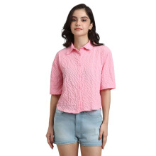 Camisa de Mulher em Poliéster Sólido Regular Fit Forever 21 (Fwa23Cdrf0079_Rosa, Grande)