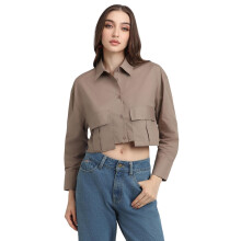 Forever 21 Kvinders Ensfarvet Regular Fit Skjorte (Fws24Cwof0075_Brown)