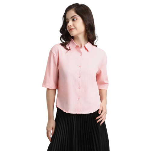 Camisa Rosa de Ajuste Regular para Mulheres da Forever 21
