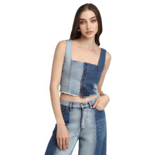 Forever 21 Dame Solid Regular Fit Bluse (Fws24Cwof007_Blå)
