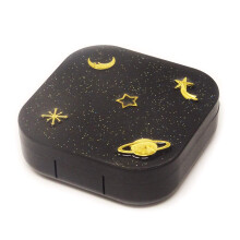 Square Contact Lens Case with Mirror, Compact 5 Piece Travel Storage Kit for Easy Lens Access