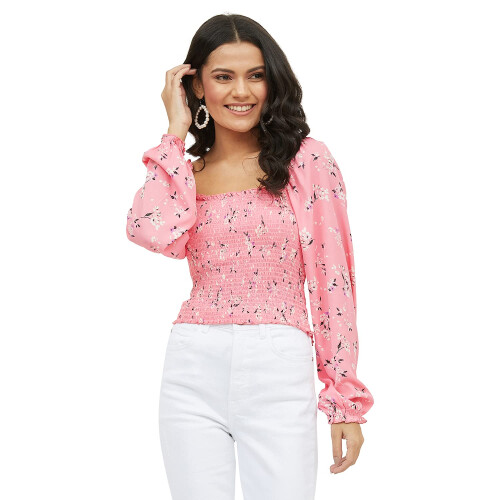 Harpa Dames Bloemige Regular Blouse (Gr6220_Pink Groot)