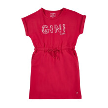 Vestido de Manga Curta em Algodão Floral Rosa Escuro 3-4 Anos