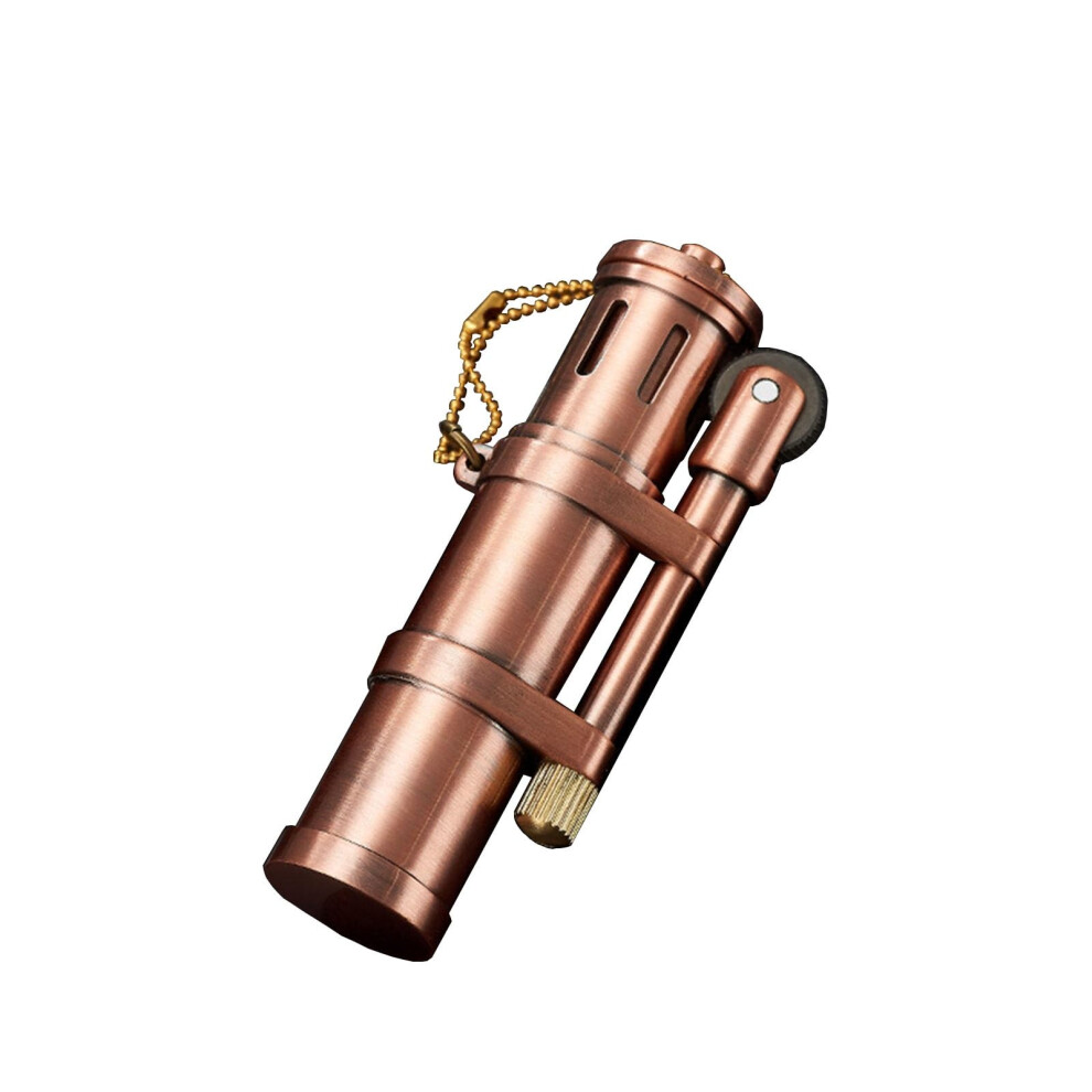 Red Vintage Brass Kerosene Lighter Copper, Refillable Windproof Soft Flame Antique Design Gift Box