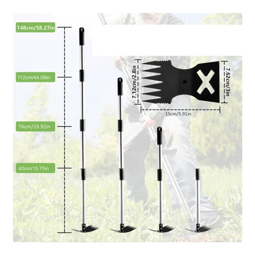 2 in 1 Garden Hoe and Weed Puller, Double Head Weeding Tool for Flower Beds, Durable Construction 1