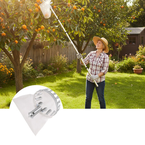 Telescopic Fruit Picker Tool with Soft Rubber Grip Claws, Lightweight Aluminum Head for  Branches 1