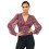 Top Floral Rosa com Decote em V e Mangas Longas 1