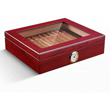 Leather Desktop Cigar Humidor with Spanish Cedar Lining, Handmade Cigar Box Gift Set with Tight Seal