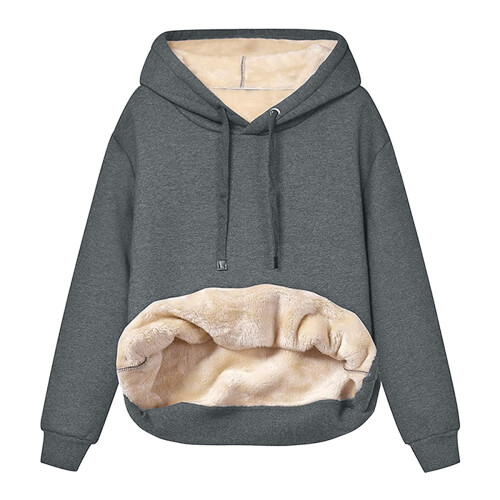 Felpa con cappuccio da donna invernale, calda e casual, foderata in pile sherpa.