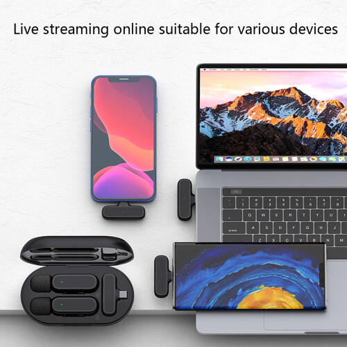Microfoane Lavalier, Sunet clar cu recepție omnidirecțională pentru iPhone și Android, Pachet de 2 microfoane Lavalier wireless pentru vide 2