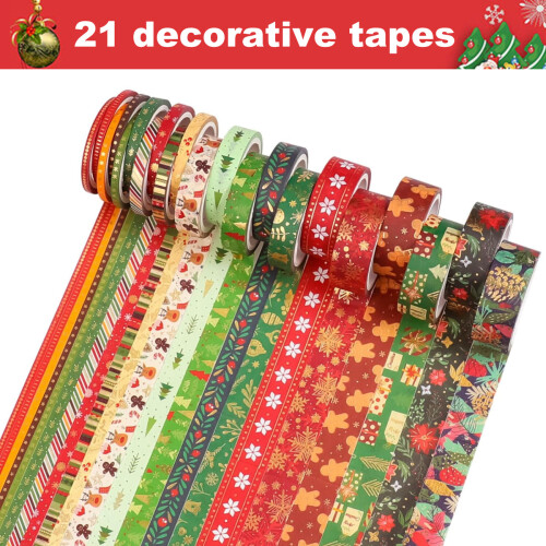 Christmas Holiday Tape Self-Adhesive 21 Rolls 1