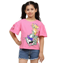 Kidsville Tom & Jerry Gedrukt Relaxed Fit Roze T-shirt Voor Meisjes