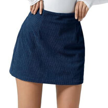 Cord-Skort für Damen, figurbetonter-Marineblau L