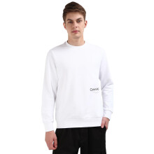 Sudadera de Cuello Redondo de Algodón Puro Calvin Klein Blanca Brillante