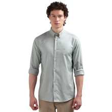 Camisa de Manga Larga con Cuello Abotonado a Rayas Verdes de Calvin Klein