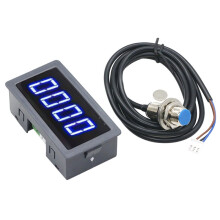 Industriële Toerenteller 8-24V Motor Toerenteller 10-9999 RPM 0,56" 4-Cijferige LED 5V NPN Hall-Sensor & Magneet Blauw