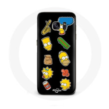 Funda Samsung Galaxy S7 Los Simpson pegatinas fondo negro