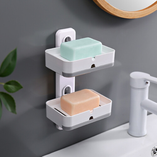 Saboneteira removível com drenagem automática e quatro compartimentos, ideal para secagem rápida e prolongamento da vida útil do sabonete. D 2