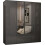(Grey, 160cm) 4 Door High Gloss Wardrobe 2