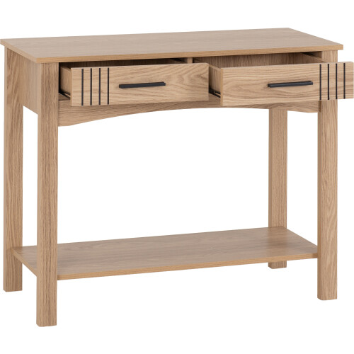 Seconique Tessa 2 Drawer Console Table - Natural Oak Effect 2