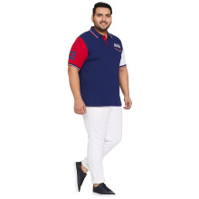 Camisa Polo Regular Colorida Deniklo para Homens (Dk65- Azul Marinho, Vermelho e Branco XL)
