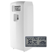 Automatic Air Freshener Dispenser with LCD Display, Programmable Scheduling, Battery Operated for Bathroom or Commercial Use, White