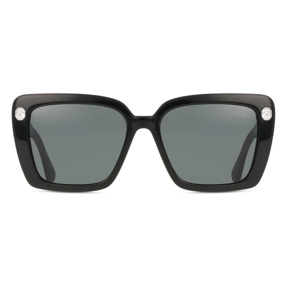 Swarovski Women's Black/Grey Sk6032 100187 Woman Sunglasses Acetate Squared Normal - Image 2