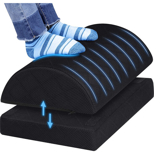Foot Rest for Under Desk Adjustable Angle Ergonomic Foam Support for Office Work and Gaming Black