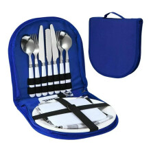 Picnic Set Camping Cutlery Organizer Compatible with Two, Premium Quality Reusable Travel Cutlery, Stress-Free Usage Compatible with Every O
