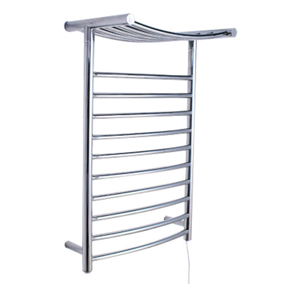 Electric Heated Towel Rail With Shelf, 304 Stainless Steel Wall Mounted Towel Warmer Plug In, Fast Heating 9330225213574