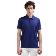 Calvin Klein Blau Einfarbiger Poloshirt mit Kragen und kurzen Ärmeln