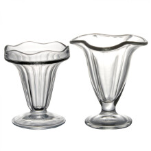 Bicchiere da milkshake dal design vintage, bicchieri da soda in vetro trasparente, coppette da gelato infrangibili con piedistallo per gelat