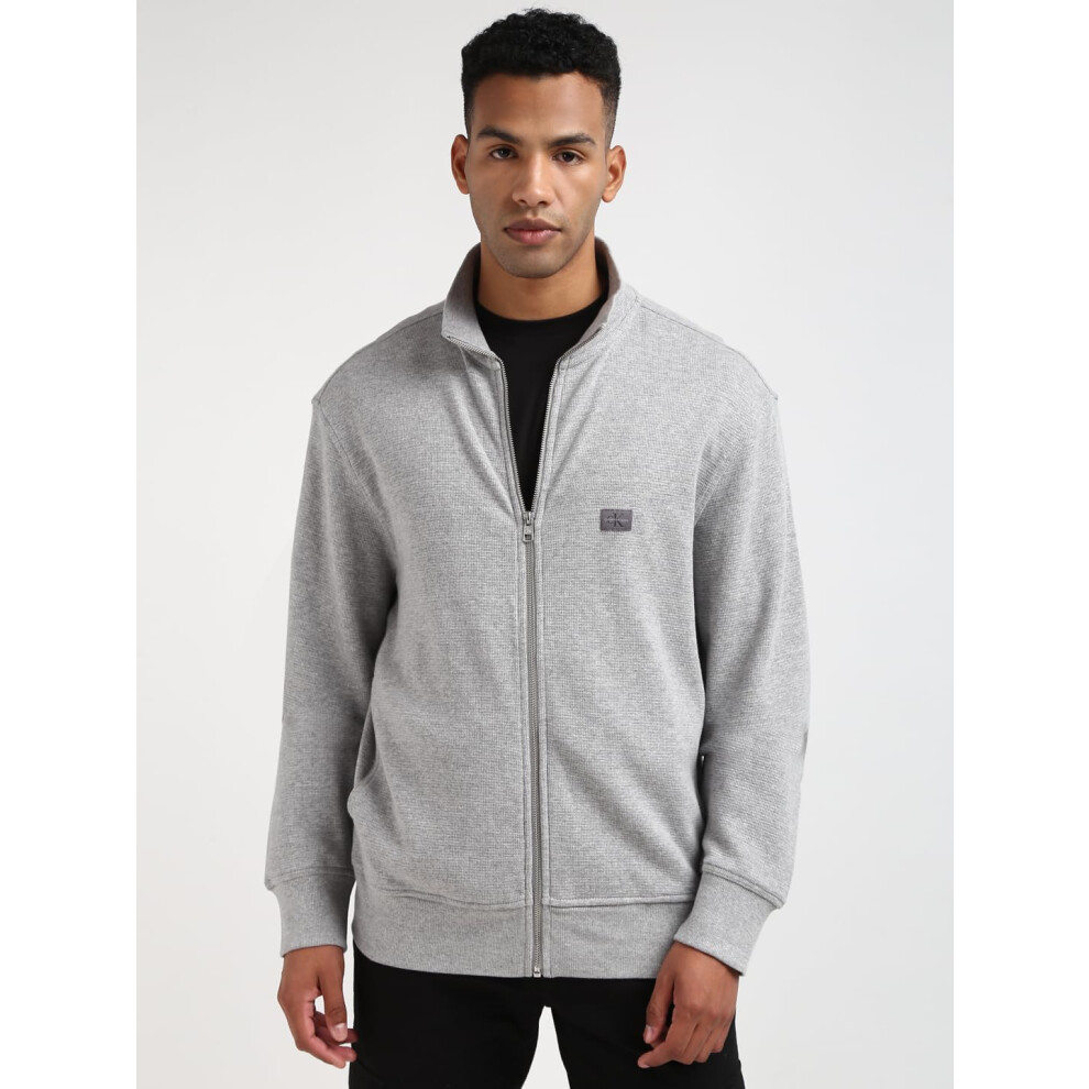 Calvin Klein Cotton Stand Collar Sweat Shirt Heather Gray