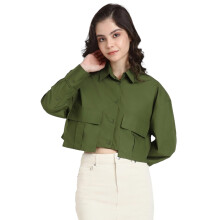 Camisa Clássica Sólida Feminina Forever 21 (Fws24Cwof007_Verde)