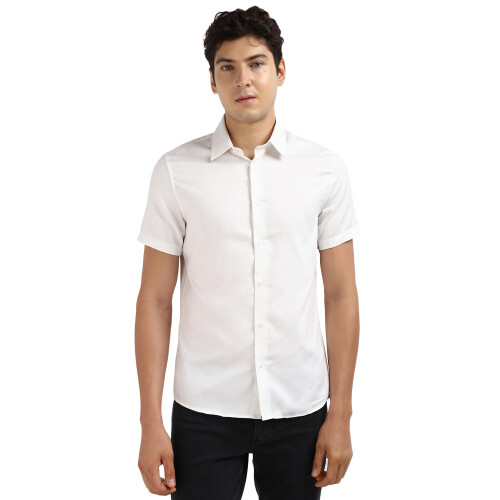 Calvin Klein Camisa Blanca Sólida de Algodón Puro Calvin Klein