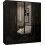 (Black, 160cm) 4 Door High Gloss Wardrobe 2