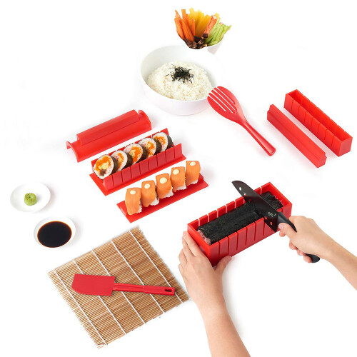10-teiliges Sushi-Werkzeugset rot
