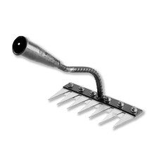 Heavy Duty Carbon Steel Garden Rake 7 Teeth Weeding Rake with Ergonomic Grip for Backyard and Lawn