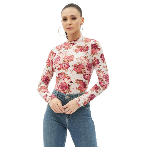 Harpa Dames Bloemen Regular Top (Gr7046_White Small)