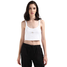 Calvin Klein Baumwolle Lycra Unifarben Weiß Crop Top