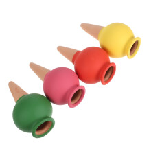 Red Ceramic Self Watering Spikes Set of 4 for Indoor Plants, Steady Drip Irrigation, Vacation Care Ready